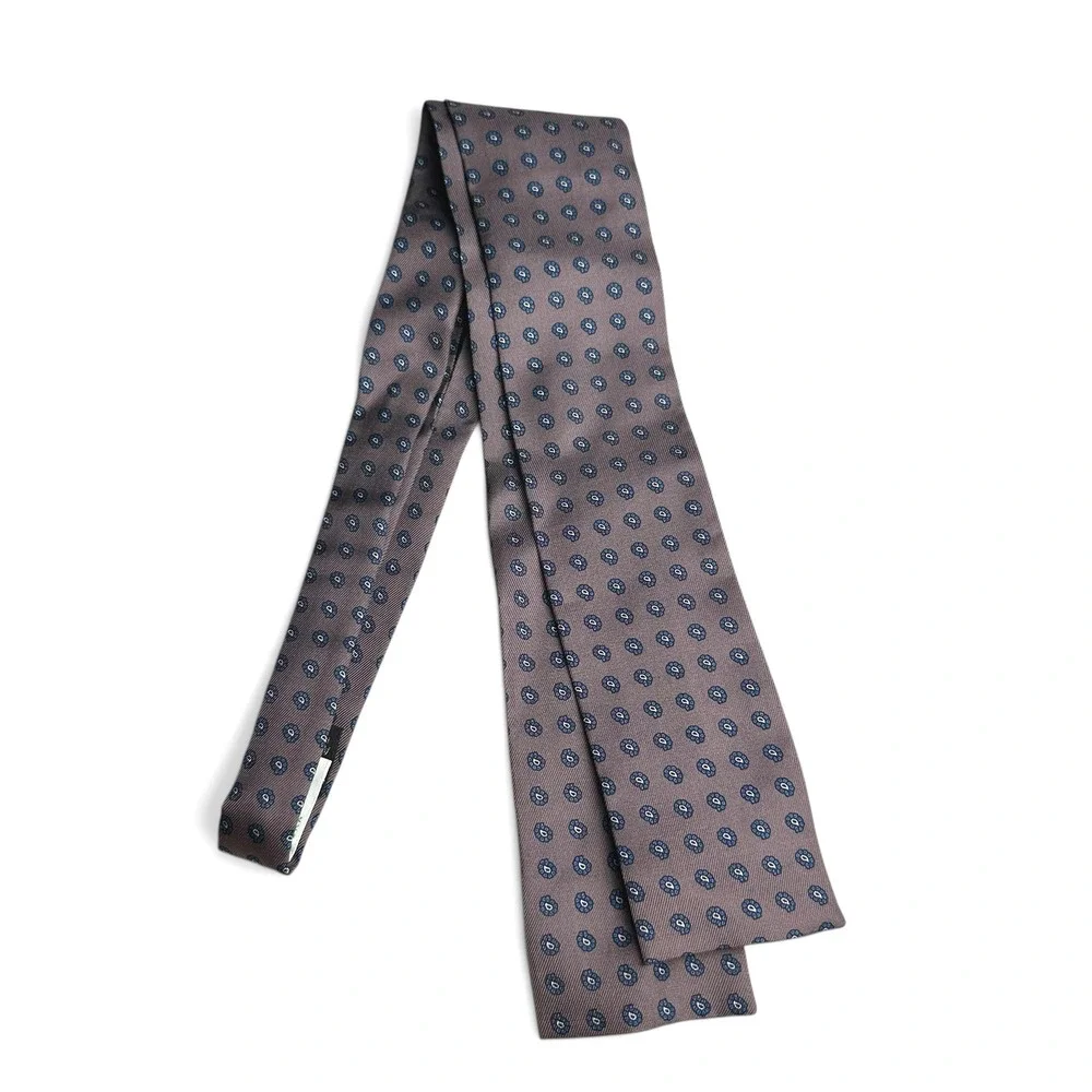 Bancroft Ltd‎ New York Mens Silk Tie Grey Blue Micro Paisley Medallion Vintage